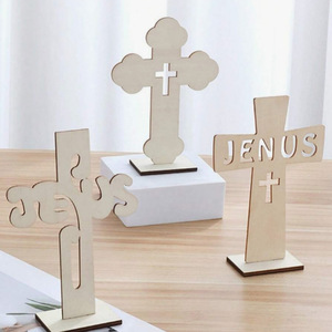Nueva cruz de madera minimalista con diseño de resurrección, tallado hueco, artículo de decoración para el hogar digno de Instagram. - Product Image 2