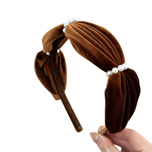 اكسسوارات تصفيف الشعر خمر اللؤلؤ مطرز النبيذ الأحمر تصميم جديد المخملية عقال طوق الشعر طوق الرأس - Product Image 6