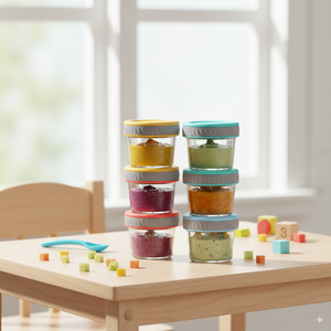 โหลแก้วใส่อาหารสำหรับเด็กขนาด4ออนซ์8ออนซ์ภาชนะปราศจากสาร BPA เป็นมิตรกับสิ่งแวดล้อมพร้อมฝาปิดกันรั่วสำหรับตู้แช่แข็ง - Product Image 4