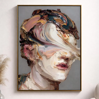 Peinture à l'huile abstraite au couteau à palette, portrait 3D texturé, visage moderne, art sur toile, décor mural peint à la main pour hôtel et maison