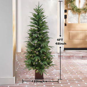 4FT Pre-lit Artificial Potted Christmas <b>Tree</b> with LED <b>Lights</b> for Home Hotel Porch Entryway Holiday Party Decoration - Product Image 2