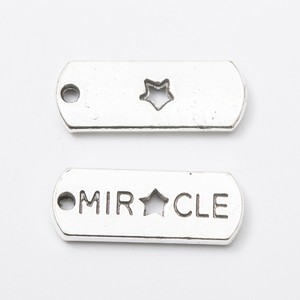 Gestempelter MIRACLE-Wortanhänger, antiksilberfarbener Zinklegierungs-Rechteckanhänger für Yogamattenriemen-Akzente - Product Image 2