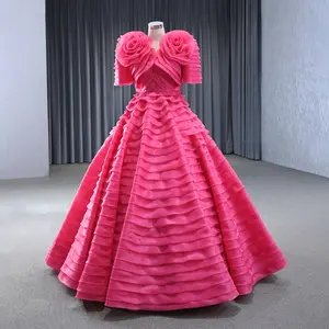 Jancember 222122 세련된 프릴 자홍색 두 착용 이브닝 파티 가운 드레스