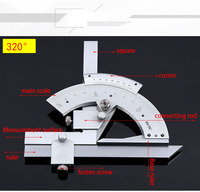 Règle d'angle de rapporteur universelle en acier inoxydable de 0 à 320 degrés pour outils de mesure et de jaugeage