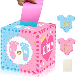 Nicro-suministros de fiesta de Baby Shower para niño o niña, caja de papel desechable sorpresa gigante, con mensaje de género, caja de juego extraíble