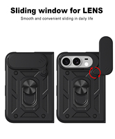 Étui de téléphone de luxe pliable avec fenêtre coulissante, protection intégrale fine et invisible à 360 degrés avec anneau support et fenêtre coulissante pour appareil photo pour iPhone 18 Duo