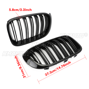 1 Par de Rejillas Delanteras Dobles de 2 Listones para Parachoques de Coche, Negro Brillante/Mate, para BMW X3 X4 F25 F26 2014 2015 2016 2017, Estilo de Coche - Product Image 6