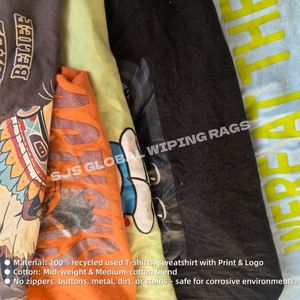 Chiffons de nettoyage industriels en coton, réutilisables, écologiques, en coton mélangé coloré, issus de t-shirts usagés - Product Image 4