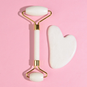 Fabrieksprijs Natuurlijk Kristal Jade Gezichtsverzorging Gezichtsmassage Rozenkwarts Roller Gua Sha Set Voor Huidverzorging - Product Image 1