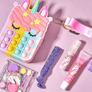 Vente en gros de cosmétiques lavables et personnalisés, véritable licorne mignonne pour bébé, enfants, adolescentes, kit de <span class=keywords><strong>maquillage</strong></span>, sac de boîte pour enfants filles - Product Image 2