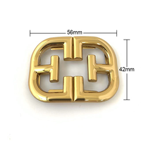 Boucles de chaussures en alliage de zinc doré avec logo personnalisé, nouveau style, accessoires décoratifs pour talons hauts pour femmes, 42mm*56mm