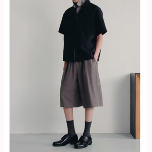 خفيفة الوزن قماش تنفس مرونة الخصر فضفاضة تناسب الطيات السراويل الصيف Jorts عارضة بسيطة اليومية ارتداء أستراليا مواتية - Product Image 2