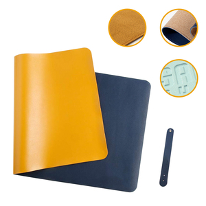 Tapis de <span class=keywords><strong>souris</strong></span> bleu grand format, design personnalisé, écologique, imperméable, en cuir PU, protection de bureau antidérapante, pour café et travail, tapis d'écriture de bureau - Product Image 2