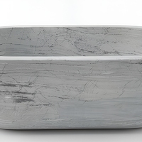 Baignoire autoportante ovale en marbre gris clair, veinage horizontal sculpté, pierre naturelle pour salle de bain, spa moderne