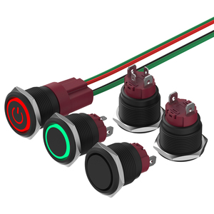 Interruptor de botón de metal de 19mm 15A autoblocante de alta corriente 1NO contacto alúmina carcasa negra paneles de control de diseño compacto 220V - Product Image 1