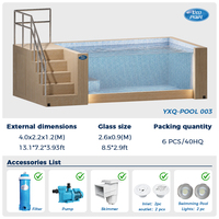 Piscine hors sol de luxe en fibre de verre sur mesure de 3,2 m avec escalier, conteneur de transport en verre, épaisseur 8 mm, modèle YXQ