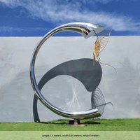 Esculturas Metálicas de Acero Inoxidable Pulido Hechas a Medida, Esculturas Metálicas Curvas Huecas Contemporáneas en 3D, Estatuas de Arte Metálico de Lujo para Piscinas de Resorts