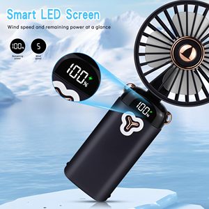 Ventilateur portable pliable 5-en-1 avec affichage numérique, rechargeable par USB, mural et de bureau, mini ventilateur électrique rafraîchissant - Product Image 3