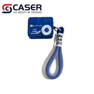 Étui pour écouteurs en forme de disque CD bleu tendance pour <span class=keywords><strong>Airpodspro</strong></span> 1/2/3, étui pour écouteurs irrégulier, cordon, boucle de fixation, accessoire antichoc - Product Image 1