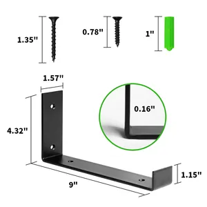 ขายึดผนังสำหรับชั้นวางของ หนา 1/5 นิ้ว ขายึดเหล็กแบบ <span class=keywords><strong>J</strong></span> สำหรับชั้นวางลอย สำหรับห้องครัวสไตล์ฟาร์มเฮาส์ โครงการชั้นวาง DIY - Product Image 2