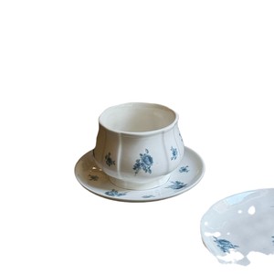 French Modern Blue Rose Ceramic Porcelain Eco-Friendly <b>Cup</b> <b>Saucer</b> Set Vintage Handmade Coffee Latte Afternoon Tea 250ml Floral - Product Image 5
