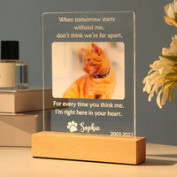 Cadres photo en bois personnalisés avec veilleuse LED sept couleurs Plaque en acrylique avec cœur Support en bois Lampe de table Personne