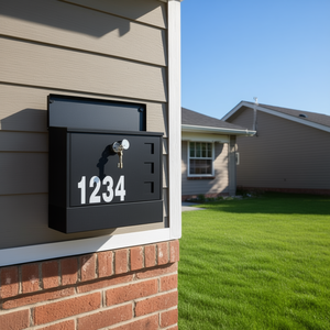 Buzón de acero para montaje en pared, grande, con recubrimiento en polvo, cerradura con llave, acceso frontal, para uso en exteriores. - Product Image 2