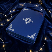 Boîte à bijoux en forme de livre, bleu royal, crème, blanc, rouge vin, pour la présentation de colliers de perles