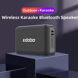 Xdobo 120W نظام مسرح منزلي للصوت الصاخبة سوبر باس الأزرق الأسنان قابلة للشحن كاريوكي سماعات مزودة بميكروفون التحكم عن بعد