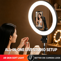 Lampe de table à anneau YM-Q10 avec support réglable pour éclairage de caméra, diffusion en direct, maquillage, vidéoconférence, TikTok, anneau lumineux LED pour selfie