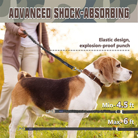Laisse tactique robuste anti-traction pour chien, en nylon réfléchissant, avec fermoir, extensible, 2 poignées rembourrées, absorption des chocs, pour l'entraînement des grands chiens