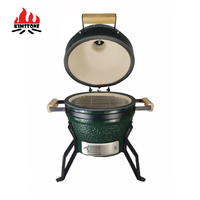 KIMSTONE Mini Grill Kamado en Céramique Portable de 13 Pouces avec Télécommande, Hauteur Réglable, Conception Pliante, Friteuse en Fonte