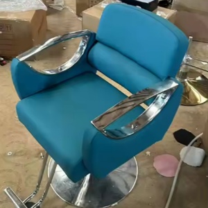 Fauteuil de salon de coiffure haut de gamme, pivotant et relevable, en acier inoxydable, métal noir, siège de barbier pour hommes, chaises de barbier pour femmes - Product Image 4