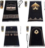 Tapis de prière musulman avec tasbih et sac portable, ensemble de tapis islamiques doux, coffret cadeau Mubarak pour Ramadan, Eid, Hajj et voyages