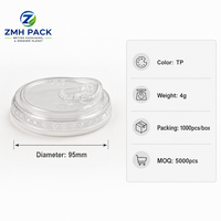 Offre Spéciale ZMH PACK Couvercles en plastique PET transparents de 95 mm pour gobelets, à boire directement, design dôme plat motif ours, personnalisables, pour café et bubble tea
