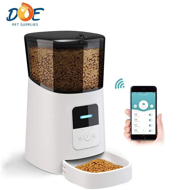 Doe Tuya Dog Cat Pet Bowl Smart Pet Feeder Wifi Mobile Phone App Remote Control Microchip Automatic Pet Feeder With 6l