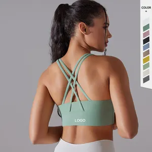 High Impact Cross Back Sports Bra para Mulheres Ginásio Acolchoado Em Corrida Bra À Prova De Choque Workout Bra Top