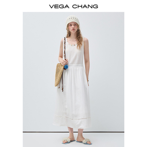 Robe d'été décontractée ample blanche sans manches VEGA CHANG avec ourlet en dentelle ajourée, matière douce <span class=keywords><strong>et</strong></span> confortable - Product Image 3