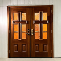 Portes doubles extérieures traditionnelles en bois massif sur mesure, étanches, pour églises, restaurants, hôtels, mosquées, temples, parcs