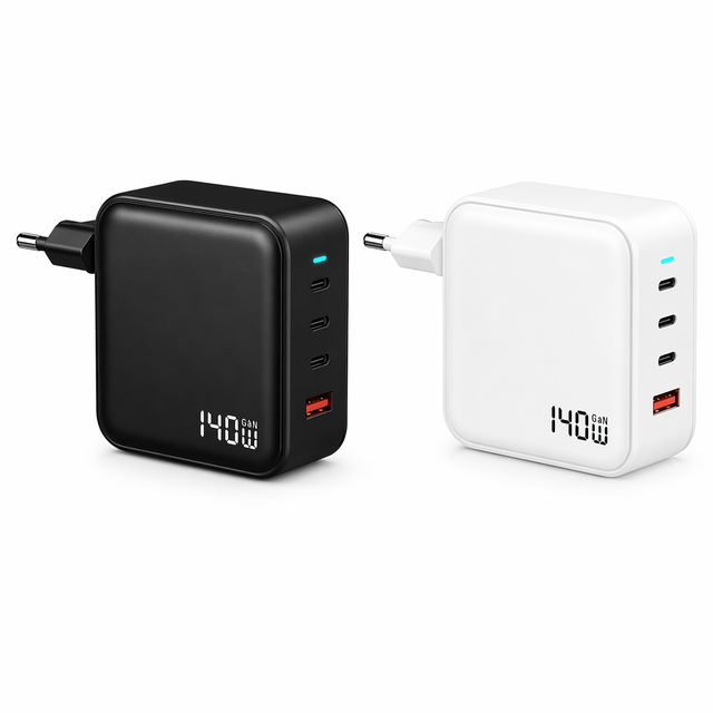 140W GaN PD  Charger 3C1A Multi-Port Smart Display Fast Charger with EU/UK/US Global Plug Options, for Laptop, Smartphone