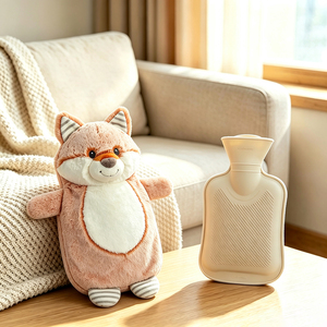 Bouteille d'eau chaude en caoutchouc miniature de haute qualité fabriquée en Chine, avec housse en peluche en forme de <span class=keywords><strong>renard</strong></span> orange - Product Image 4
