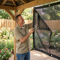 Filet pare-soleil de jardin durable avec bords thermocollés et œillets, résistant aux UV, noir, pour plantes et serres.