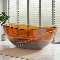 Baignoire autoportante moderne et écologique en résine avec massage et égouttoir pour salle de bain
