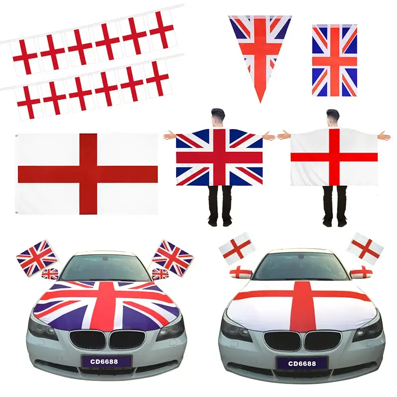 Customized 2024 Great England Uk Country Football Polyester Hand Toothpick String Car Window Hood Mirror Body 3x5ft Britain Flag