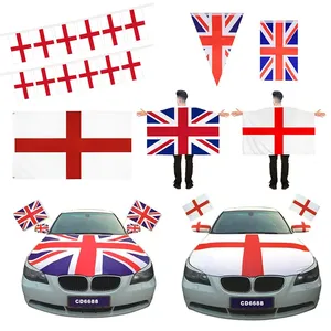 Özelleştirilmiş 2024 büyük İngiltere İngiltere ülke futbol Polyester el kürdan dize araba pencere kaput ayna vücut 3x5ft İngiltere bayrağı