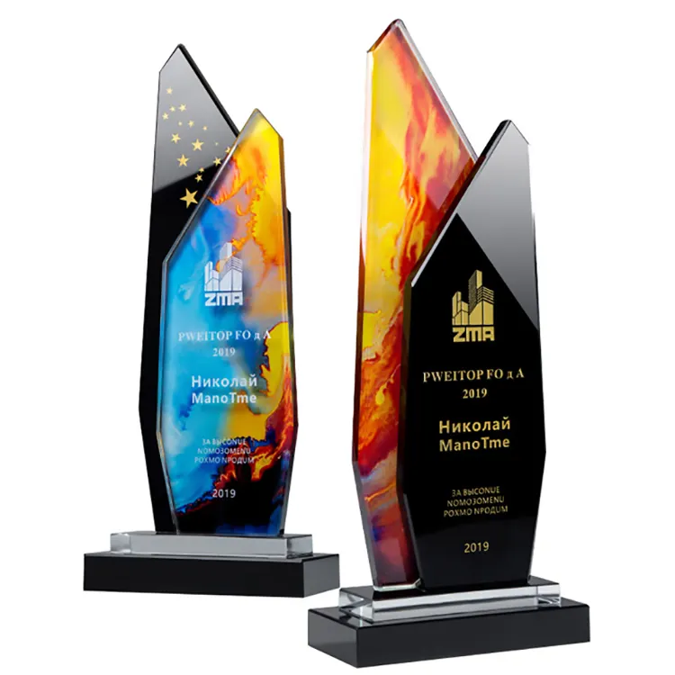 Produttore professionale personalizzato K9 materiale di cristallo trofeo di vetro premio cristallo stampa a colori di alta qualità