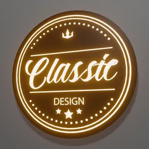 Koncept Logo kustom 3d akrilik luar ruangan lingkaran papan iklan Bar dalam ruangan Led bentuk vakum kotak lampu bir untuk dinding