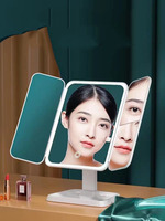 Nouveaux outils cosmétiques à LED de bureau avec miroir lumineux, miroir de coiffeuse portable, miroir coquille, cadeau pour femmes