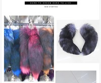 Porte-clés en queue de renard naturel de haute qualité, pendentif de cheveux véritable en or bleu blanc