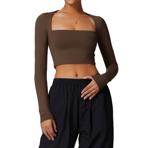 Camiseta Deportiva de Yoga para Mujer Disko Sport, Cuello Cuadrado, Manga Larga, DCX8662, Espalda Descubierta, Color Sólido - Product Image 4